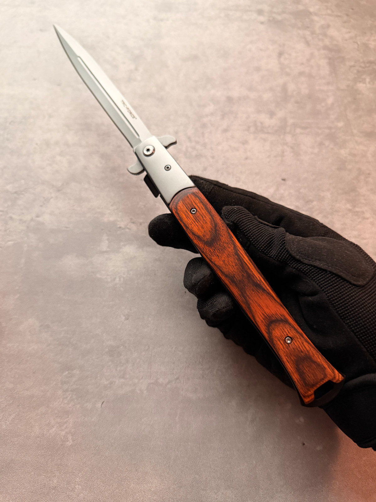 Big Boy Stiletto, Spring Assisted Folding Pocket Knife, Pakkawood