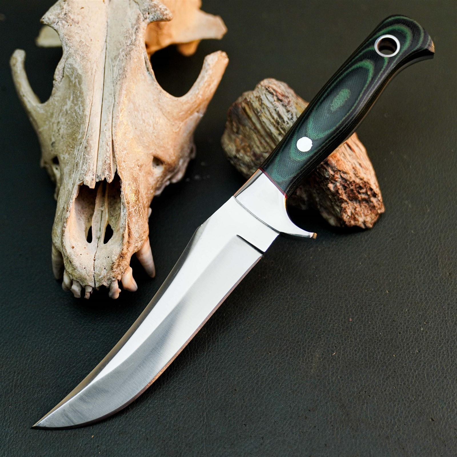 9.4″ Hunting EDC Stainless Knife Handmade Full Tang Micarta Handle + Sheath