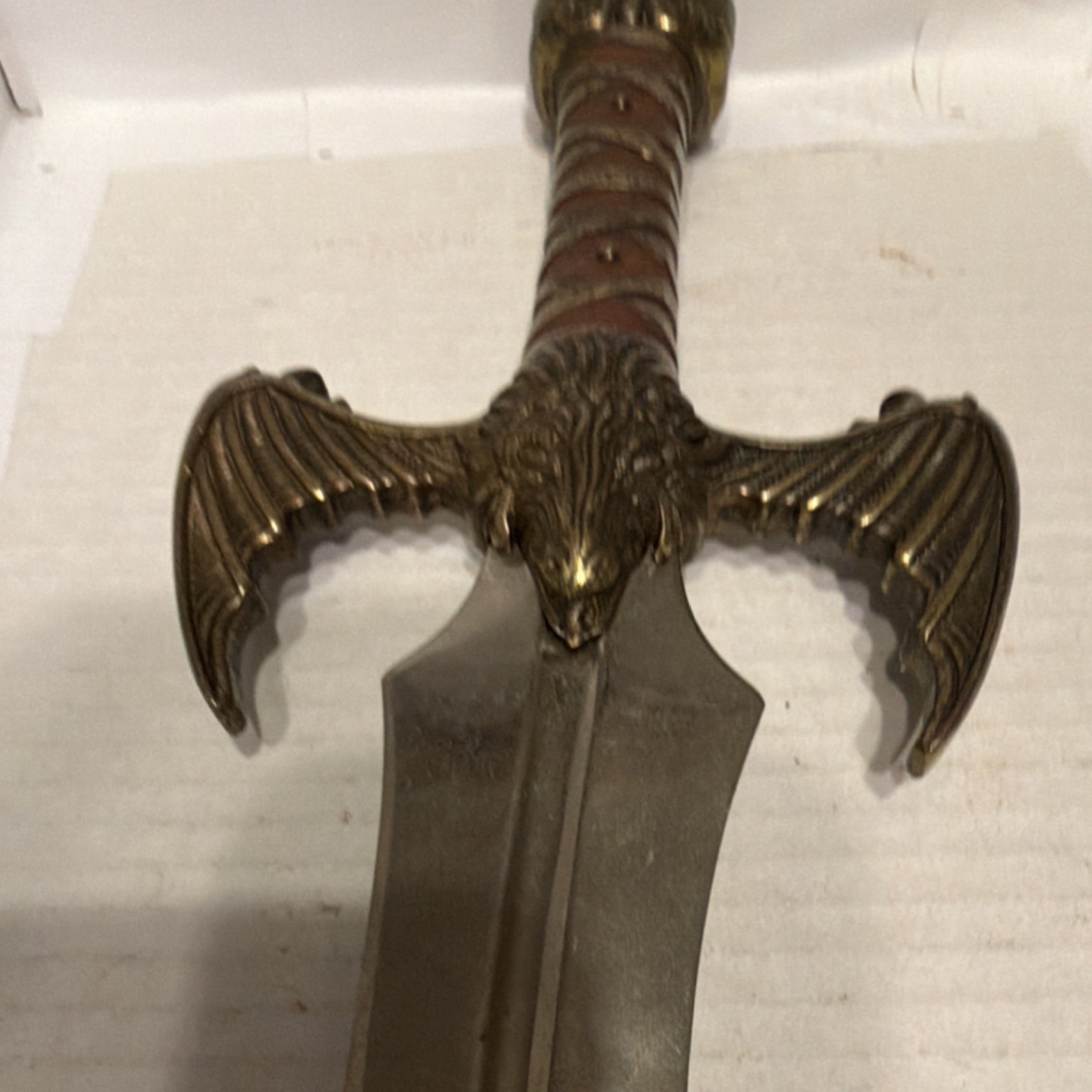 Fantasy Fixed Blade Knife Metal Decorative Handle Curved Silver Blade Over 5in