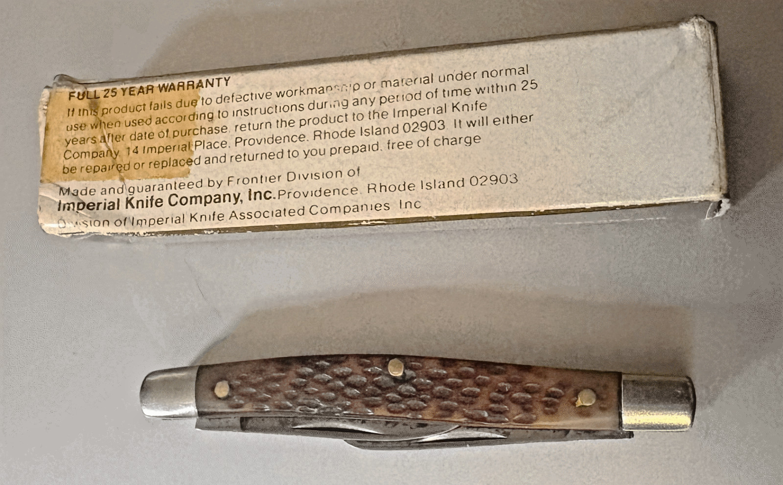 Vtg Frontier #4031 Small Stockman Pocket Knife; 1970s By Imperial USA; Orig. Box