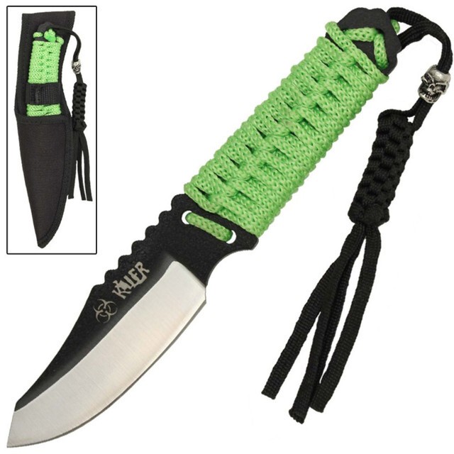 Killer Outdoor Emergency Anodize Steel Drop Point Knife – with Nylon Sheath