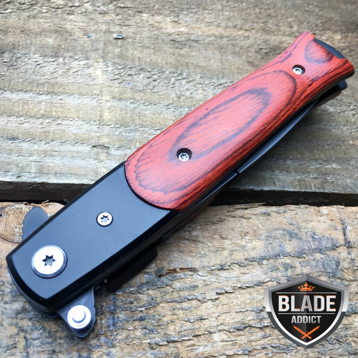 8.5″ Italian Milano Stiletto Tactical Spring Open Assisted Folding Pocket Knife