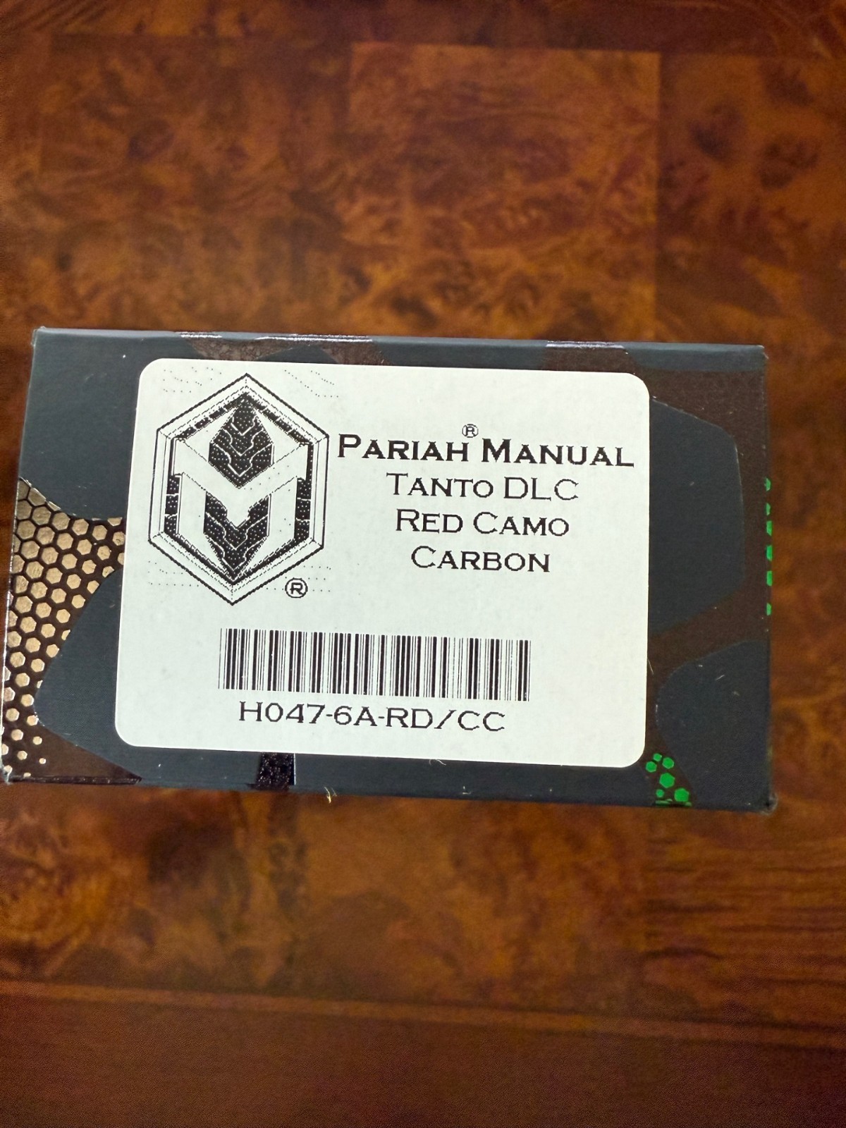 Heretic Knives Pariah Manual Tanto DLC Red Camo Carbon MagnaCut