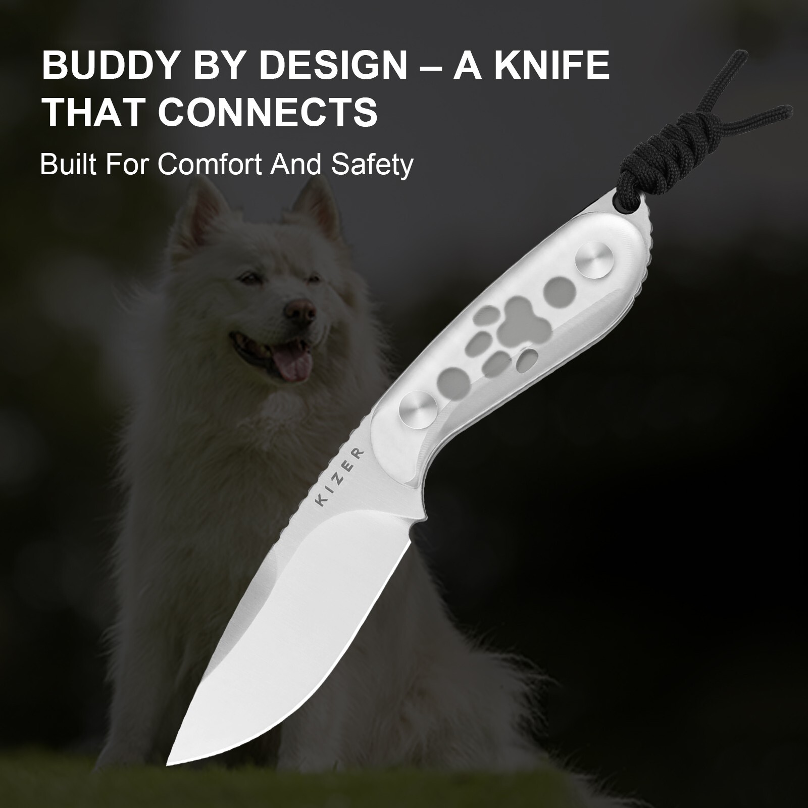 Kizer Buddy Fixed Knife EDC Compact AEB-L Blade Acrylic Handle Drop Point 1081A4