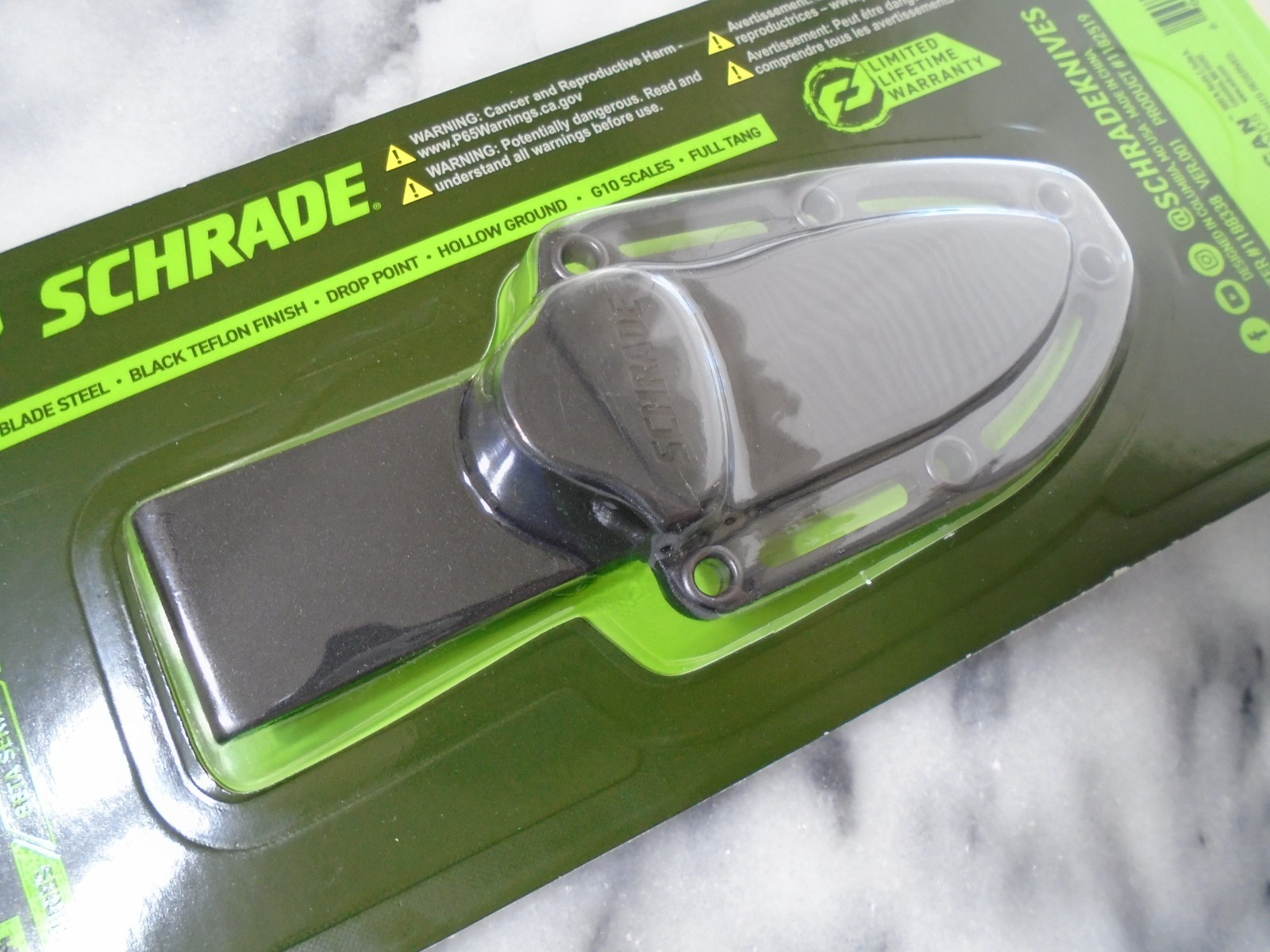 Schrade Mini Wolverine Fixed Blade Hunter Knife Full Tang Teflon 65MN G10 New