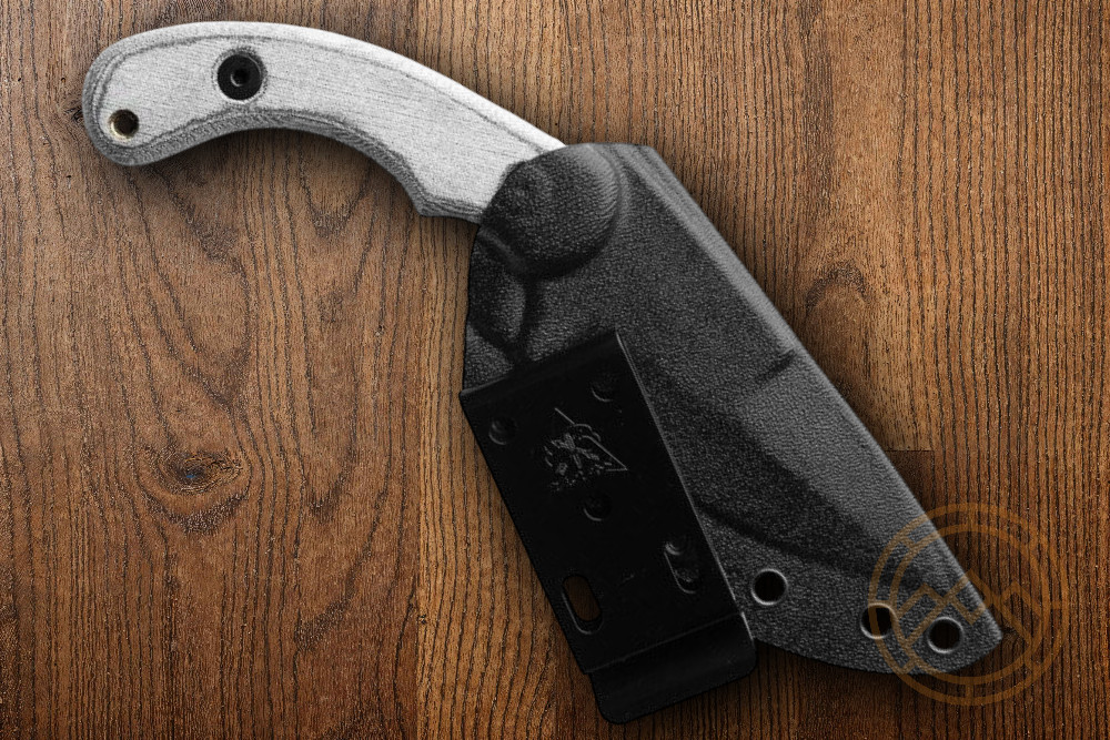 TOPS Felony Stop Fixed Knife 3.5″ 1095 Steel Blade Gray Micarta Onlay Handle