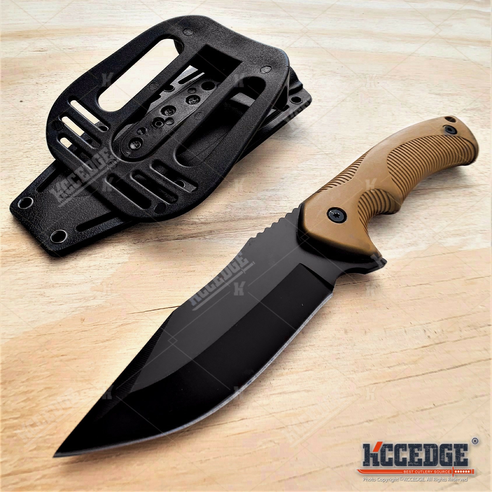 9″ Tactical Knife FIXED BLADE KNIFE w/ Kydex Sheath Coyote Brown Survival Knife