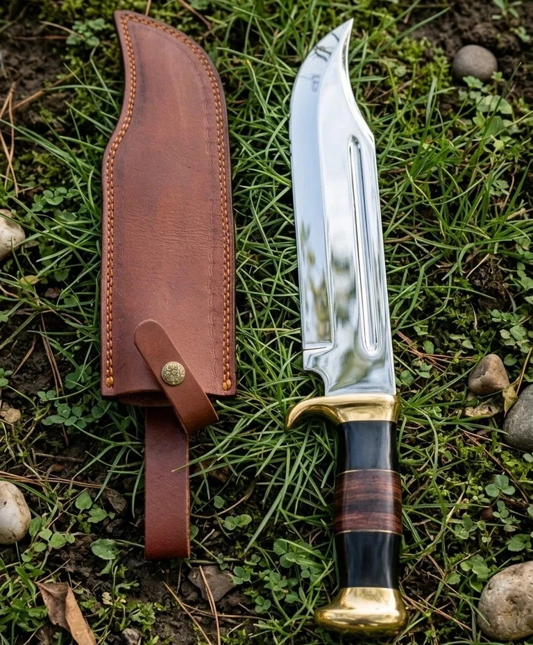 18″ HAND FORGED Hunting Crocodile Dundee High Polish Survival Bowie Knife+Sheath