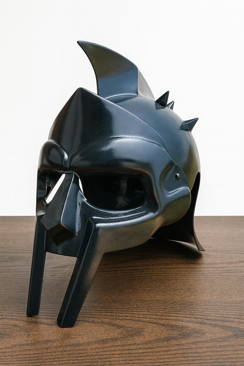 Gladiator Maximus Black Helmet Replica | 18 Gauge Steel Cosplay Mask Helmet