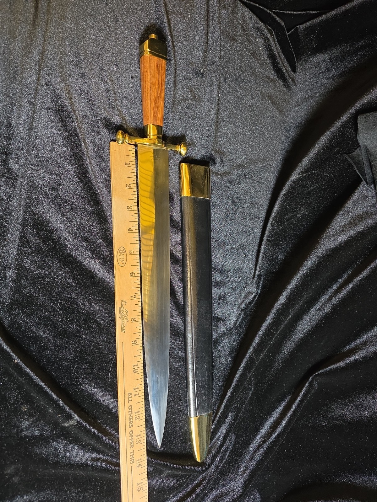 Vintage Windlass India Knife Wood Handle Leather Sheath 14″ Blade