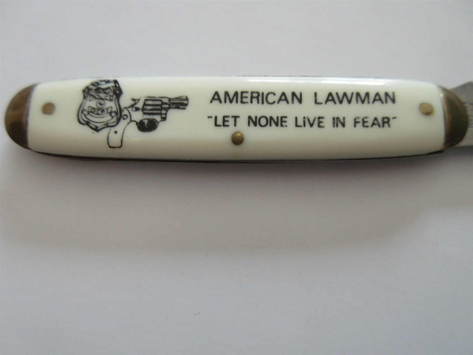 VINTAGE AMERICAN LAWMAN «Let None Live In Fear» POCKET KNIFE FROST FALCON