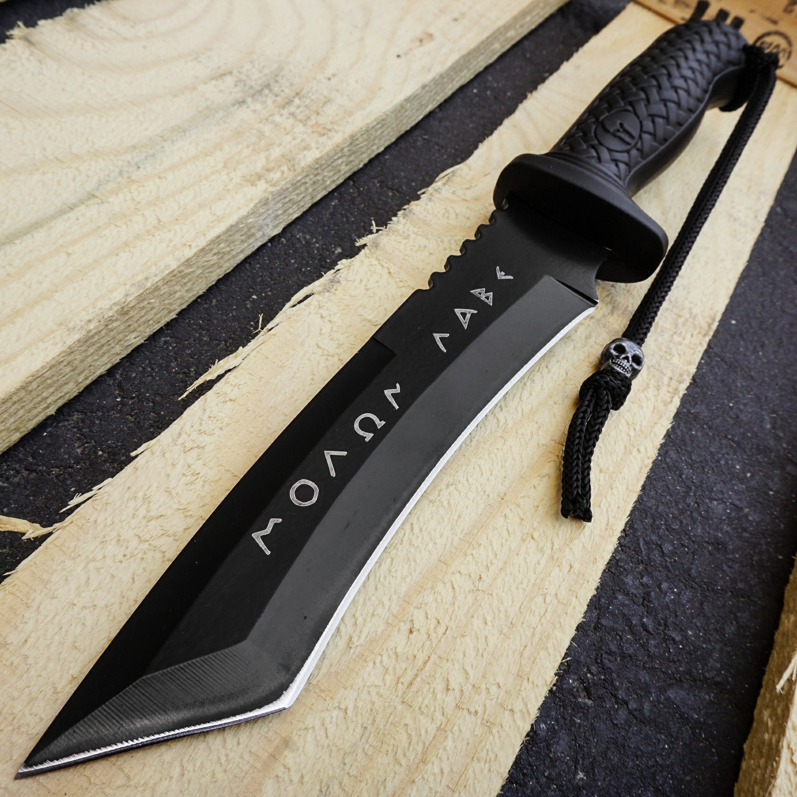 Greek Warrior MOLON LABE Fixed Blade Knife Spartan EDC Knife Tactical Black