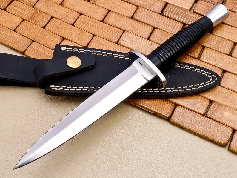 ASS Custom Handmade High Carbon Steel Fairbain Hunting Dagger Knife With Sheath