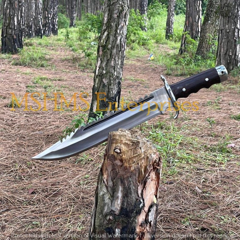18 INCH CUSTOM HANDMADE D2 STEEL HUNTING FORGED TEMPERD BOWIE KNIFE W/SHEATH 25A