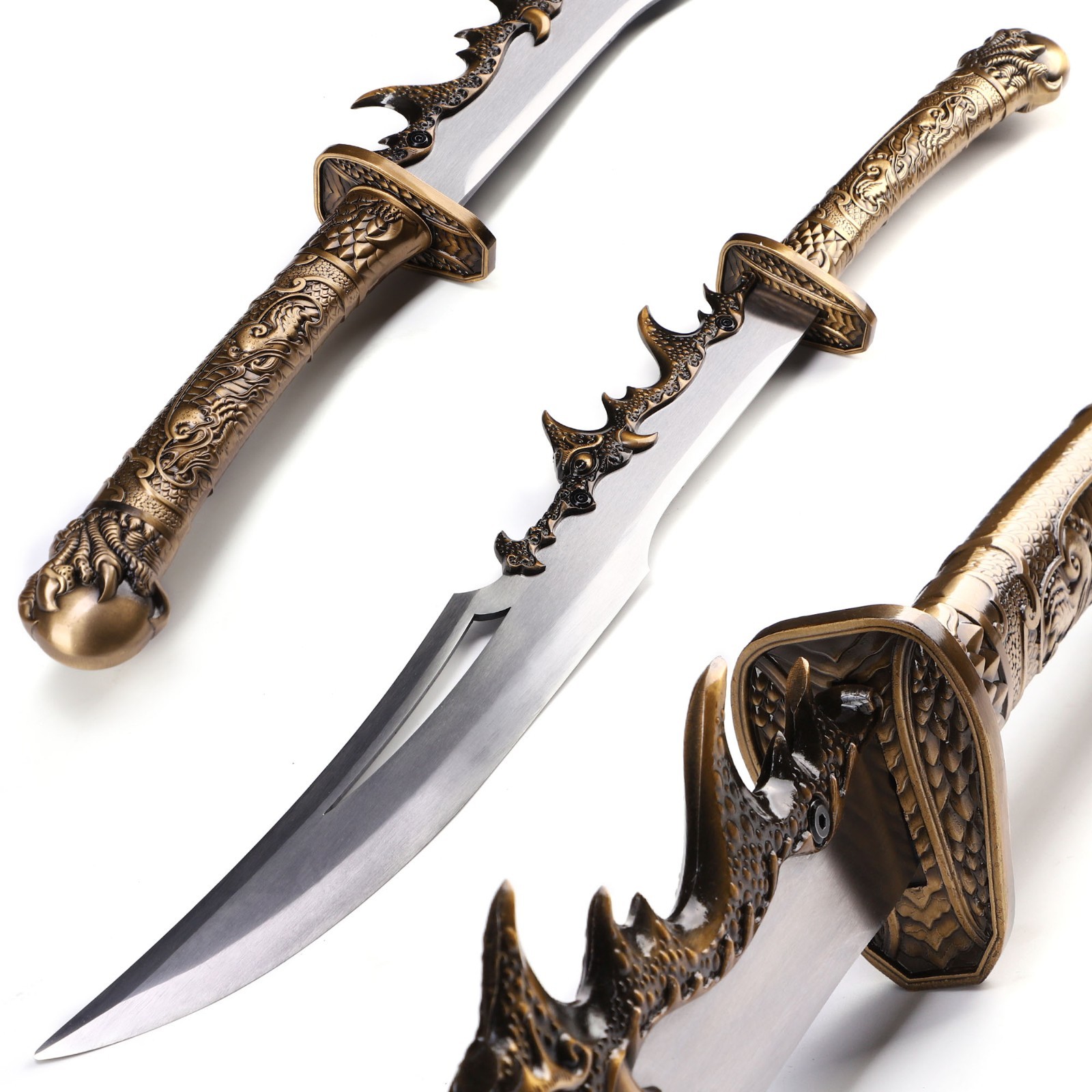 Hand-Forged High Manganese Steel Chinese Dao Authentic Dragon Blade, Full Tang