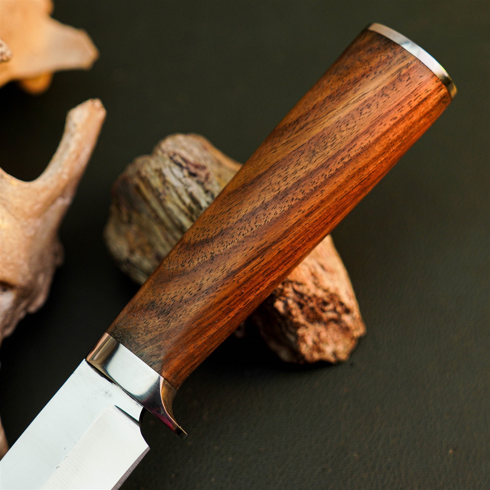 8.9″ Stainless Tactical Knife Half Tang Wood Handle Fixed Blade + Sheath