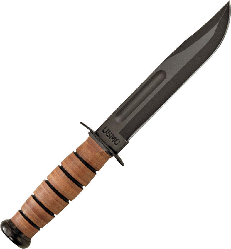 Ka-Bar USMC Full-Size fixed blade knife Knife (7″ Black Plain) KB-1217