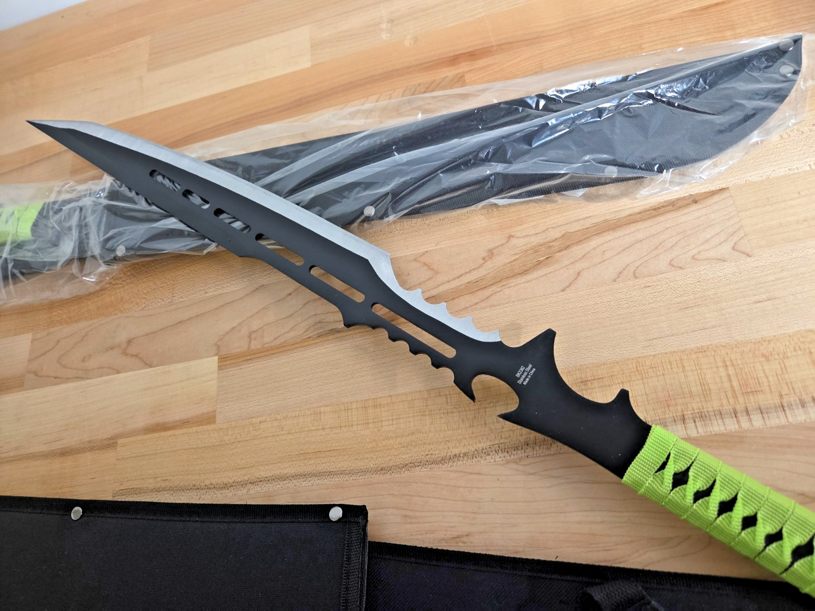 Lot Of Two 28 Inch Zombie Neon Green Swords 18 inches GREAT For Display