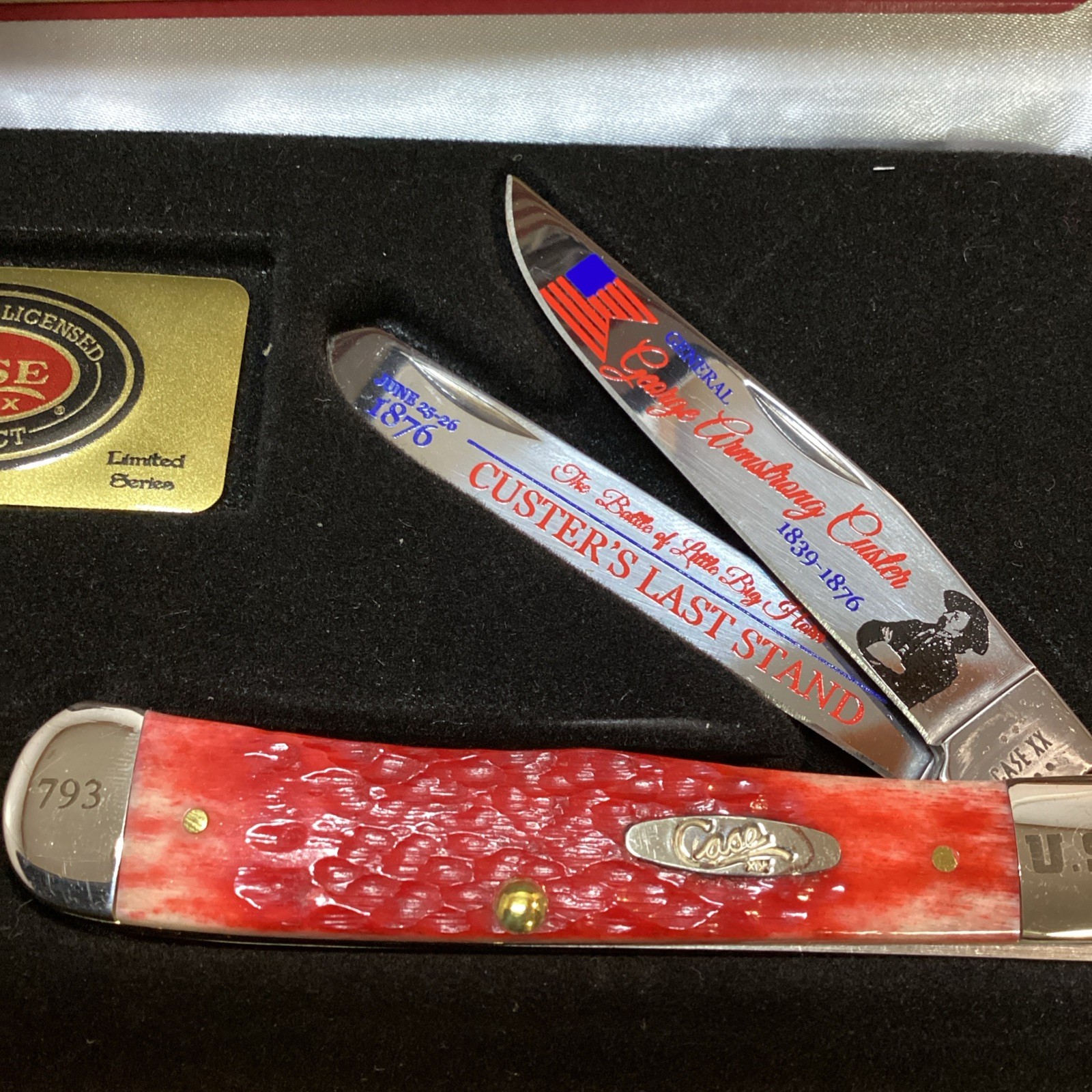 CASE XX USA 2025 CUSTERS LAST STAND EDITION RED BONE TRAPPER KNIFE 6254 SS 33756