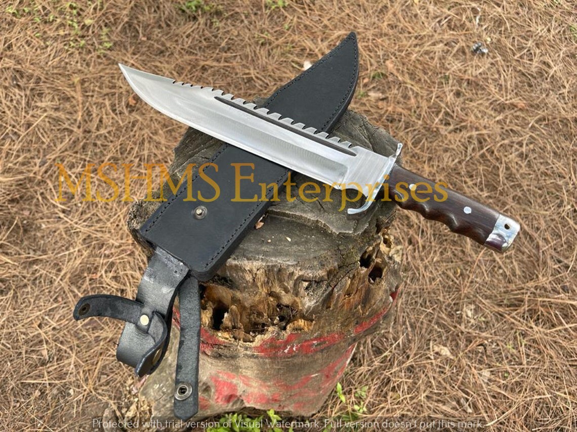 18 INCH CUSTOM HANDMADE D2 STEEL HUNTING FORGED TEMPERD BOWIE KNIFE W/SHEATH 25A