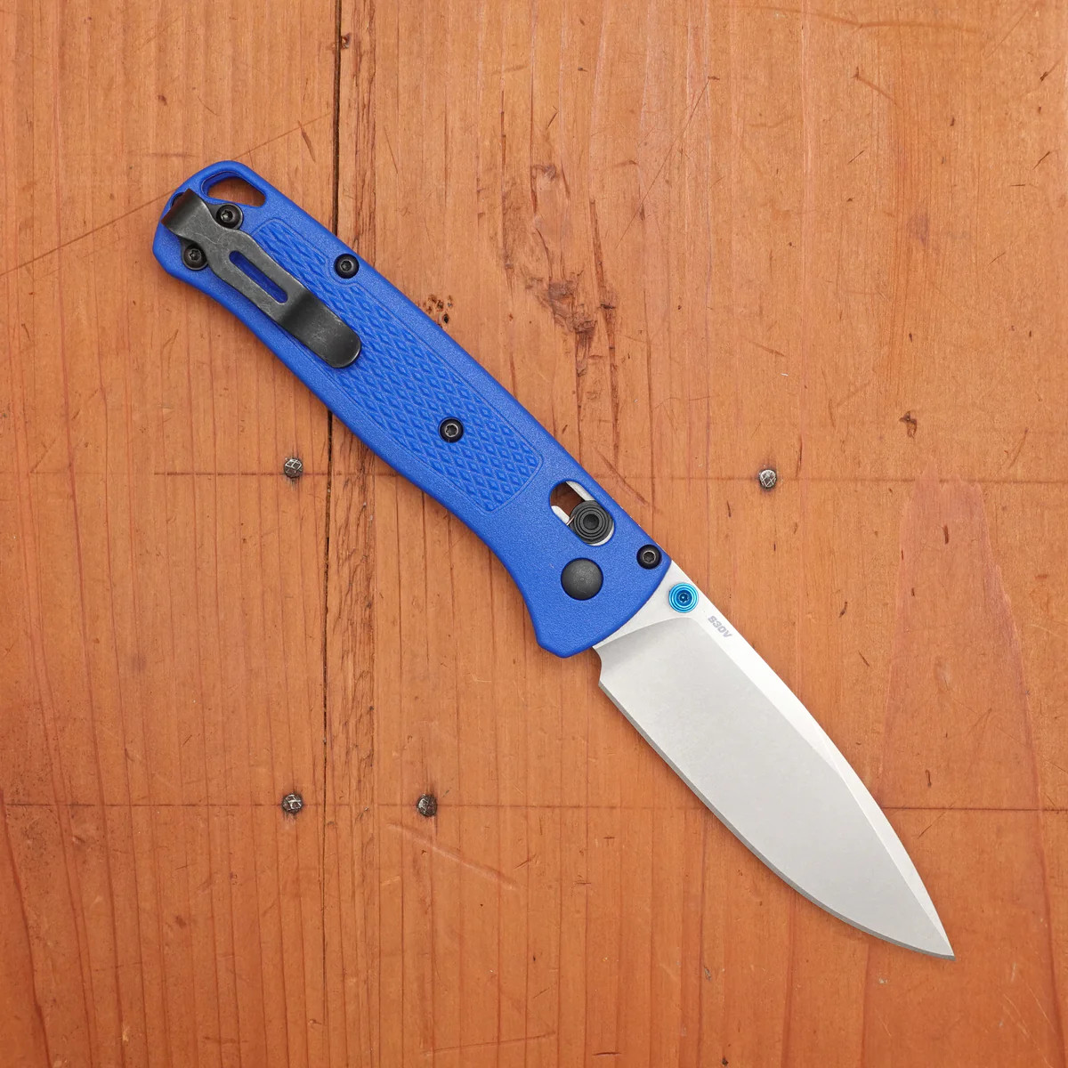 Benchmade 535 Bugout Blue Grivory Handle S30V Stainless Steel Knife