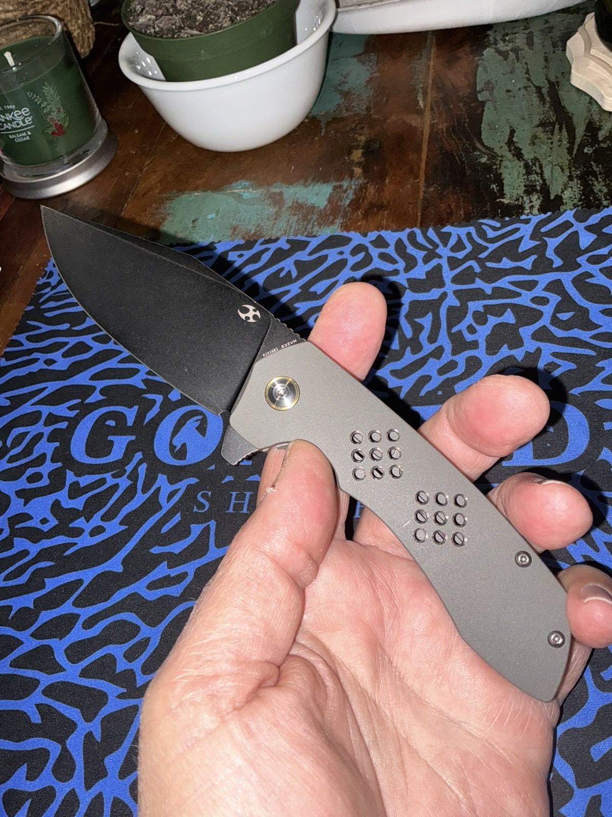 Kansept Entity Linerlock Knife 3.52″ CPM-S35VN Blade Bead Blasted Titanium NEW