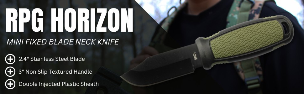 RPG Small Fixed Blade Neck Knife with Sheath, EDC for Camping Hiking