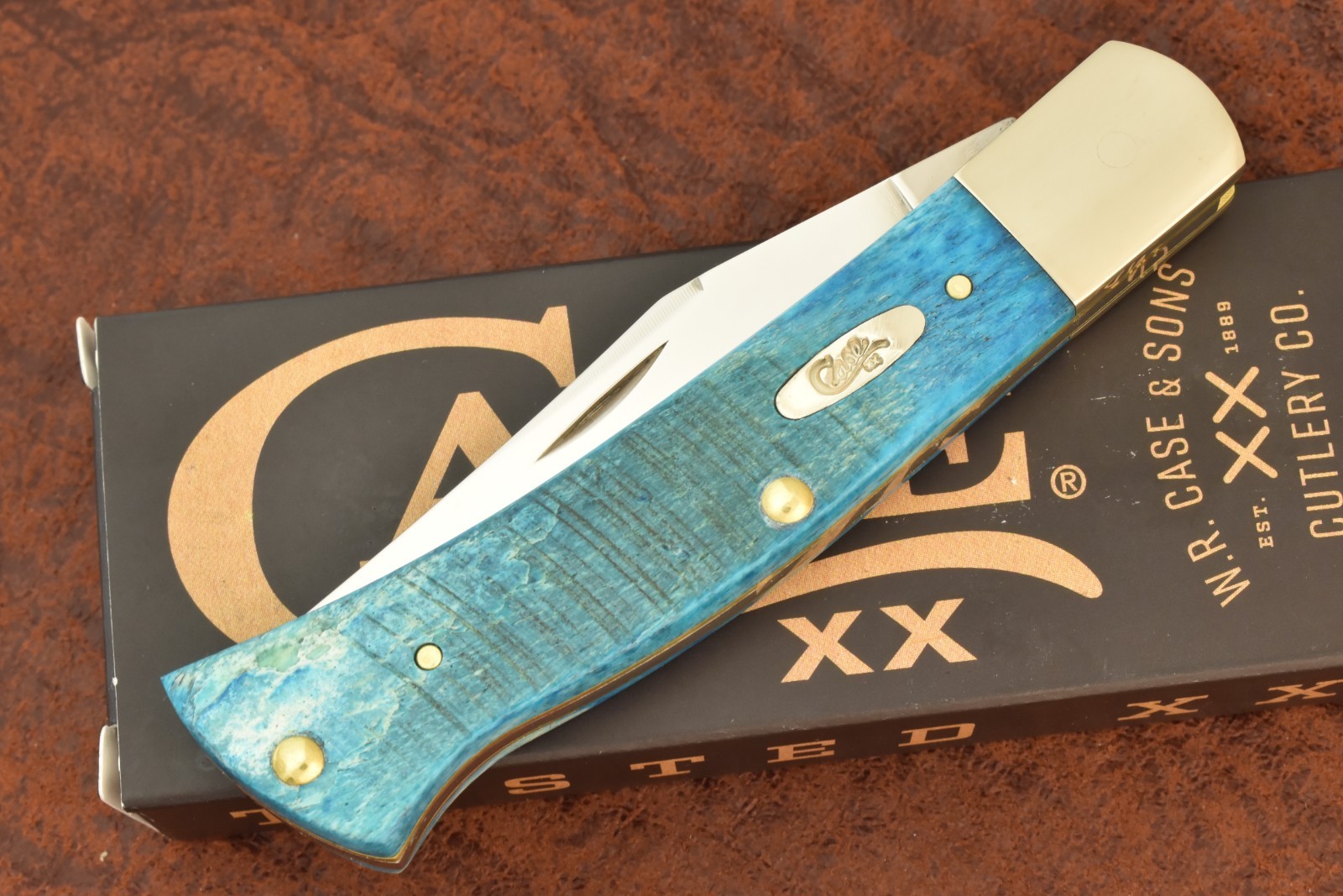 CASE XX USA 2026 SAWCUT CARIBBEAN BLUE BONE AXE HANDLE KNIFE TB61135 SS (36513)