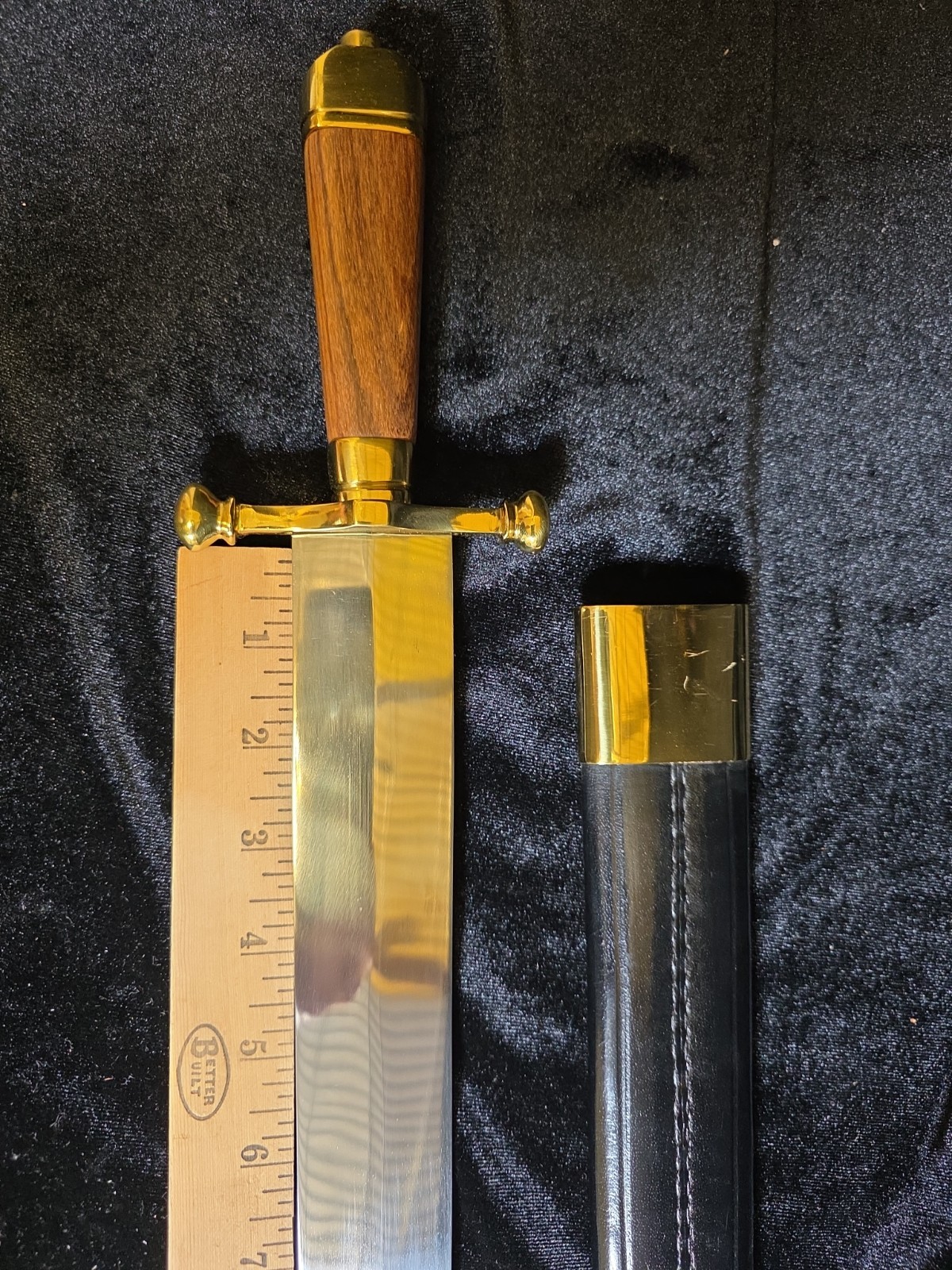 Vintage Windlass India Knife Wood Handle Leather Sheath 14″ Blade