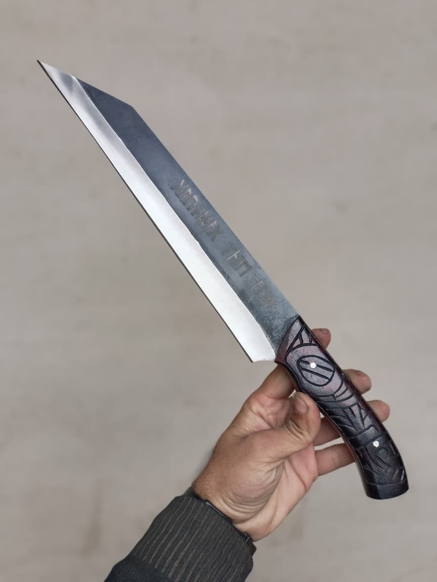 Handmade Viking Seax Knife – Carbon Steel Fixed Blade – Bushcraft & Camping Tool