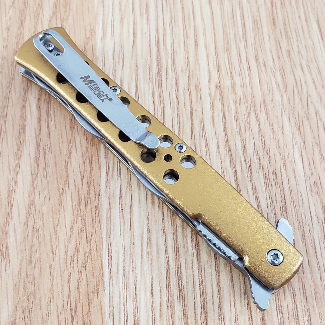 MTech Spring Assisted Folding Knife 4″ 3Cr13MoV Steel Wavy Blade Aluminum Handle
