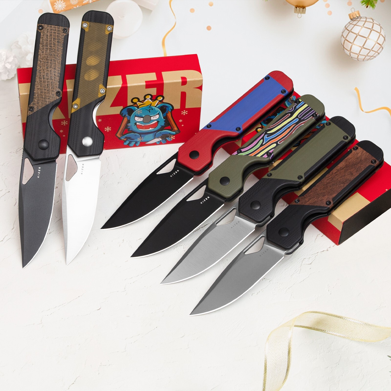 Kizer Militaw Pocket Knife, 3.36» Nitro-V Blade Camping Folding Knife V3634A3