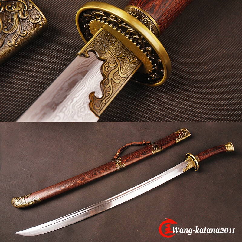 37″ Sharp Handmade Phoenix Chinese Sword Damascus Folded Steel Qing Dynasty DAO