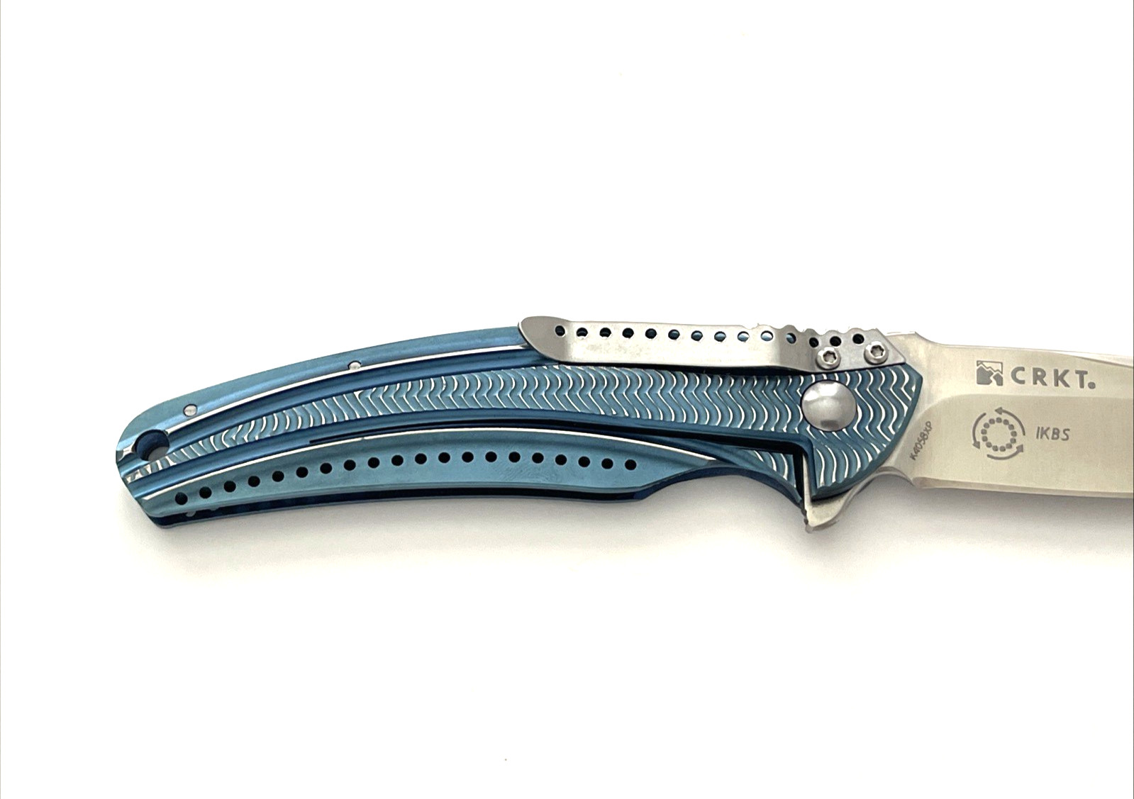 CRKT K405BXP Ripple Folding Knife First Production Acuto Steel Blue Aluminum