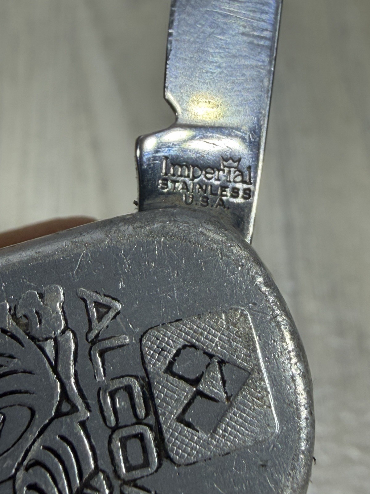 ALCOA Imperial Rare Vintage Pocket Knife Engraved Aluminum W/Stainless St Blades