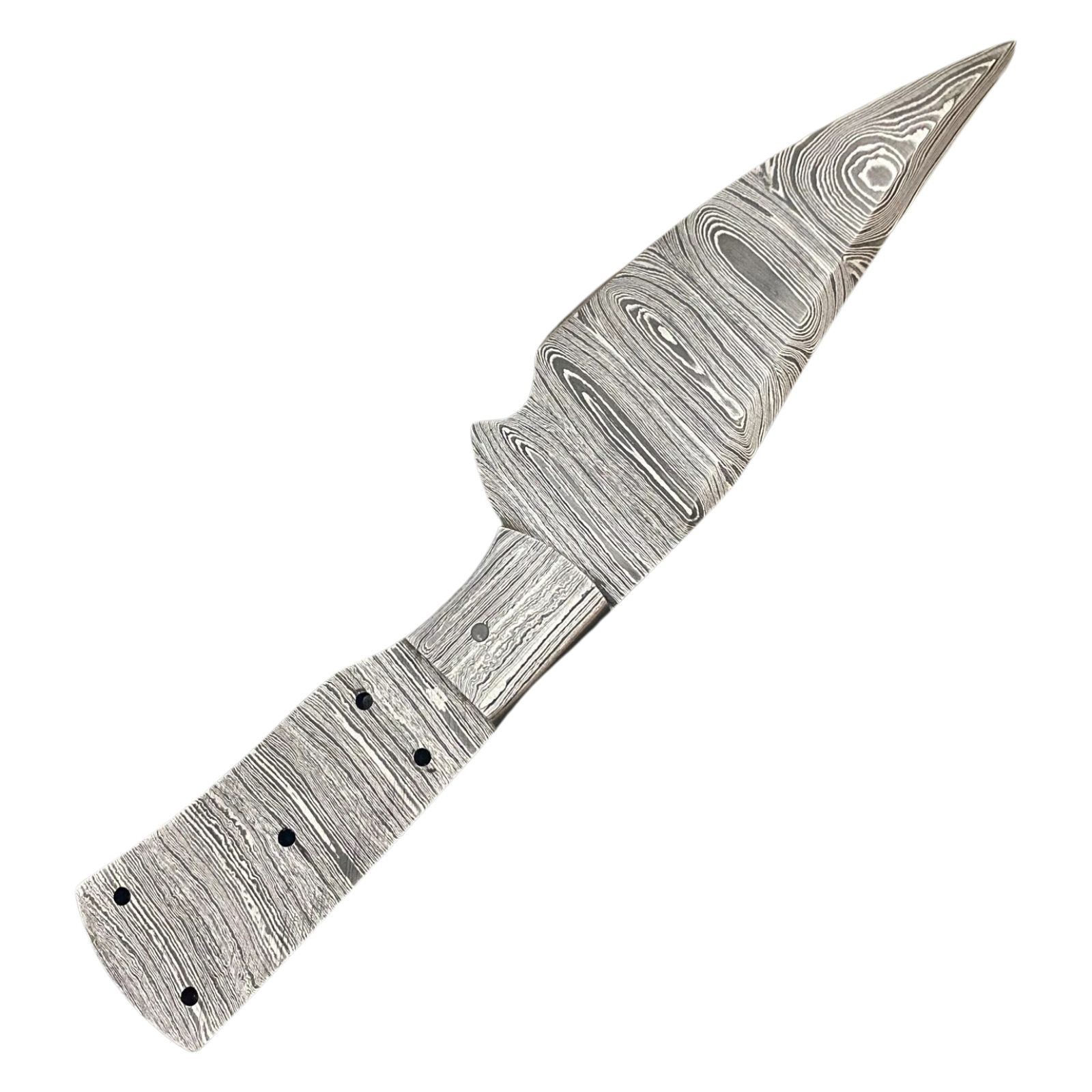 Damascus Steel Knife Blank Full Tang Clip Point 8in Tactical DIY Hunting Tool