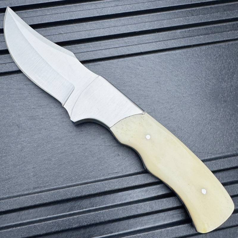7″ Clip Point Wilderness Outdoor Fixed Blade Hunting Knife Bone Handle w Sheath