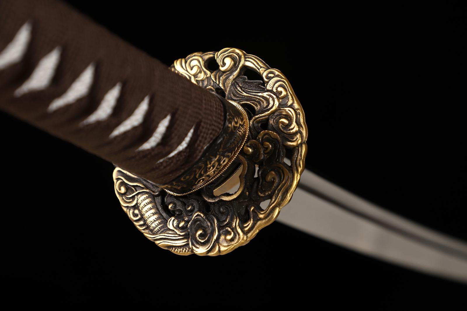 US SHIP Katana Sword Real Hamon Clay Tempered T10 Steel Razor Sharp Brass Tsuba