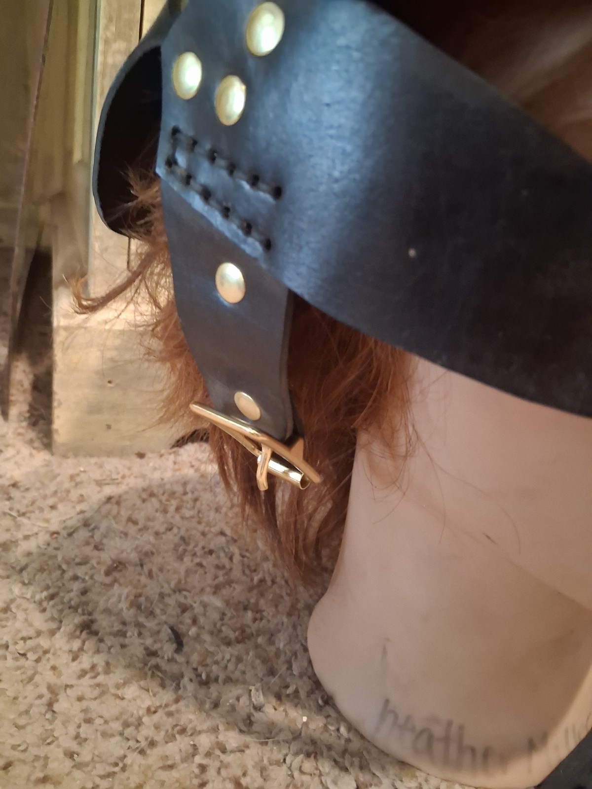 Black Leather Viking Helmet With Horns