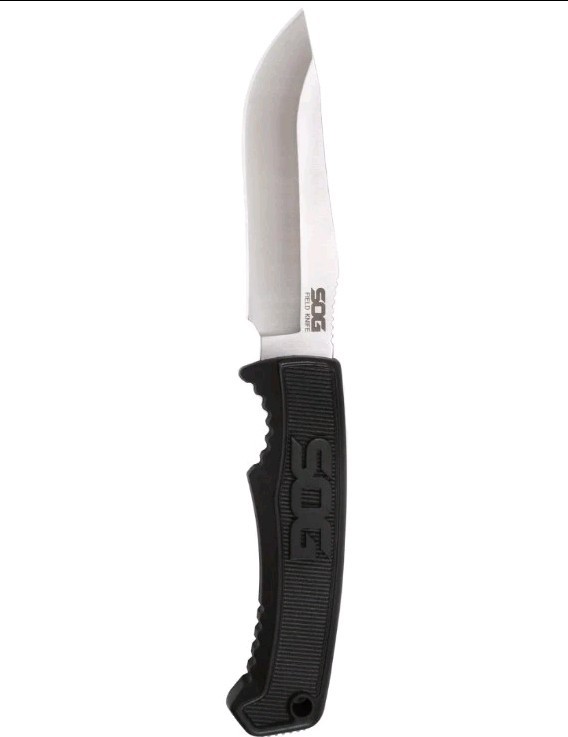 SOG Field Fixed Blade Knife 7Cr17MoV Steel Full Tang w/ Sheath Black TPR 4″