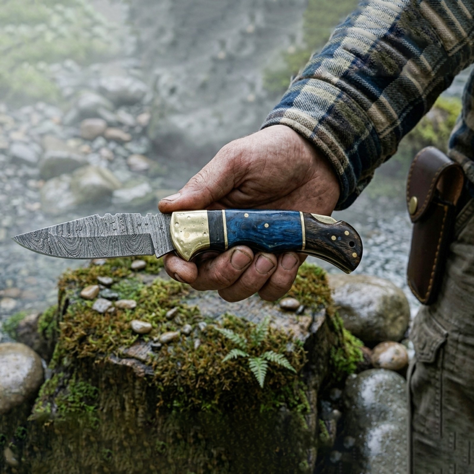 Custom Handmade Damascus Steel Pocket Knife Folding Knife, Hunting/ Camping EDC