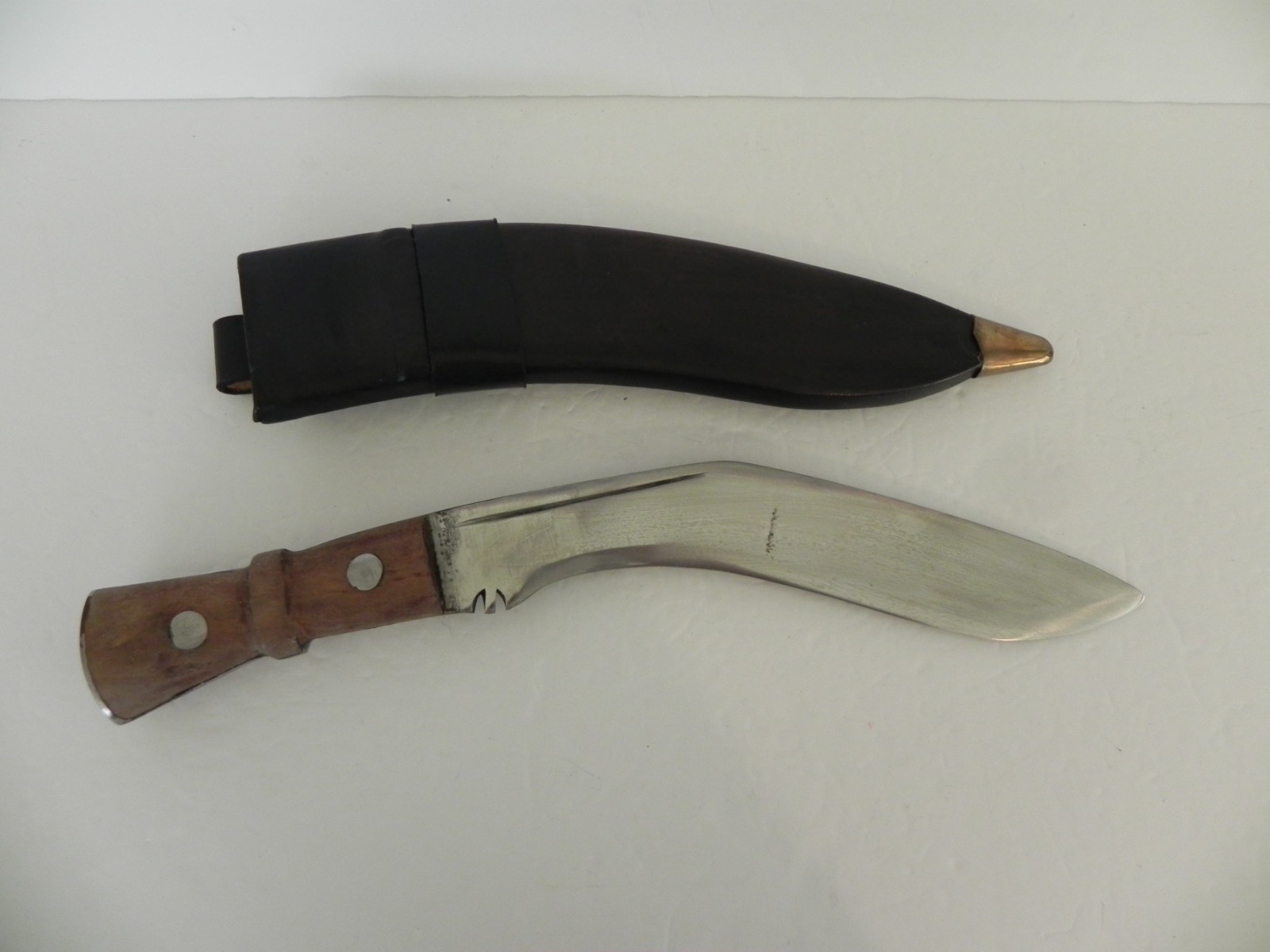 Reproduction Gurkha Khukri Knife w/ Recurved Blade and Wooden Handle in Sheath