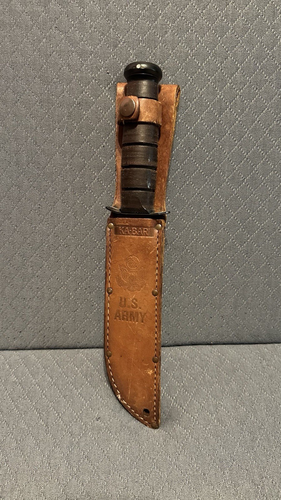 United States US Army Ka-bar 7 Inch Smooth Edge Knife With Sheath
