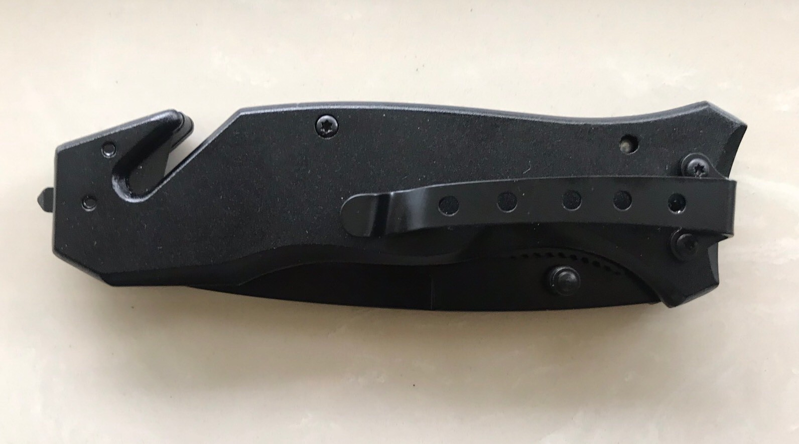 United States Military USN Black Blade Knife with Belt Clip