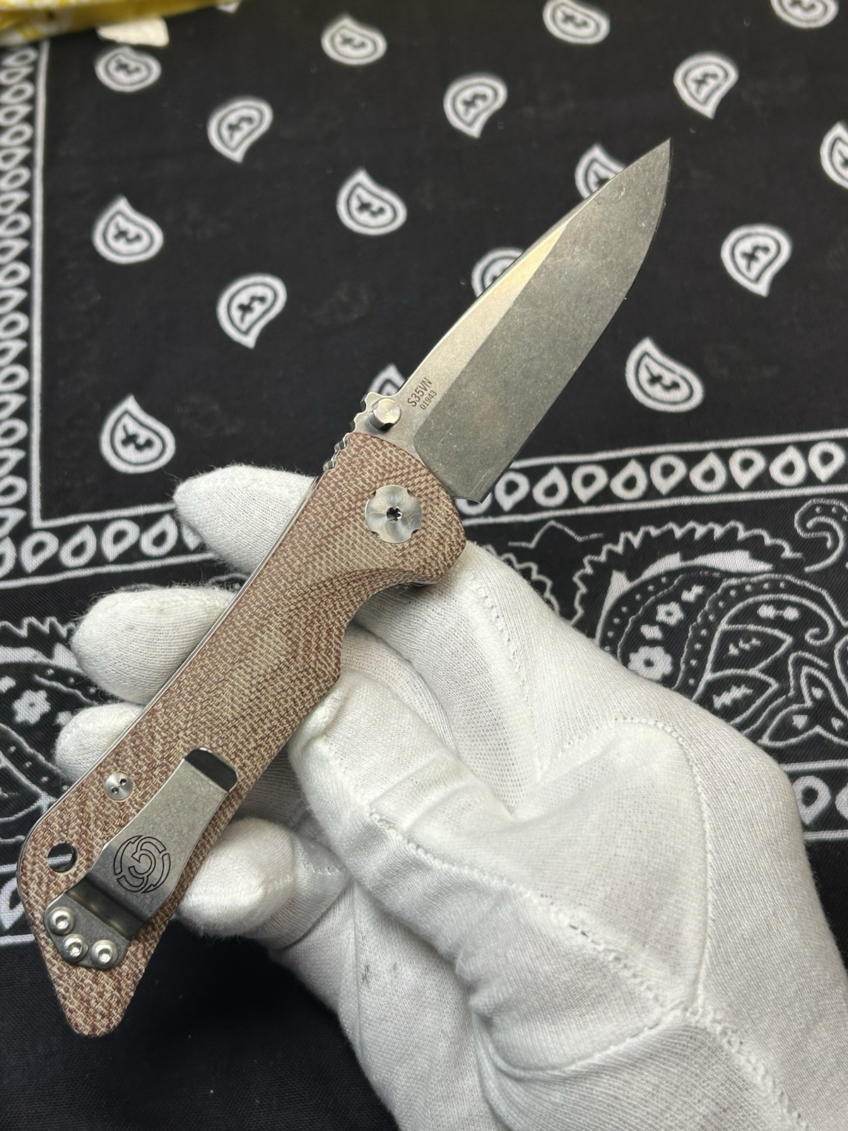🔥New Southern Grind Spider Monkey Natural Micarta And Titanium Liners S35VN #2