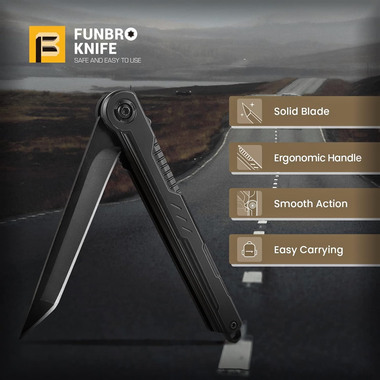 EDC Pocket Knife – 7CR13Mov Steel Tanto Blade, Slim Survival Knife with Clip …