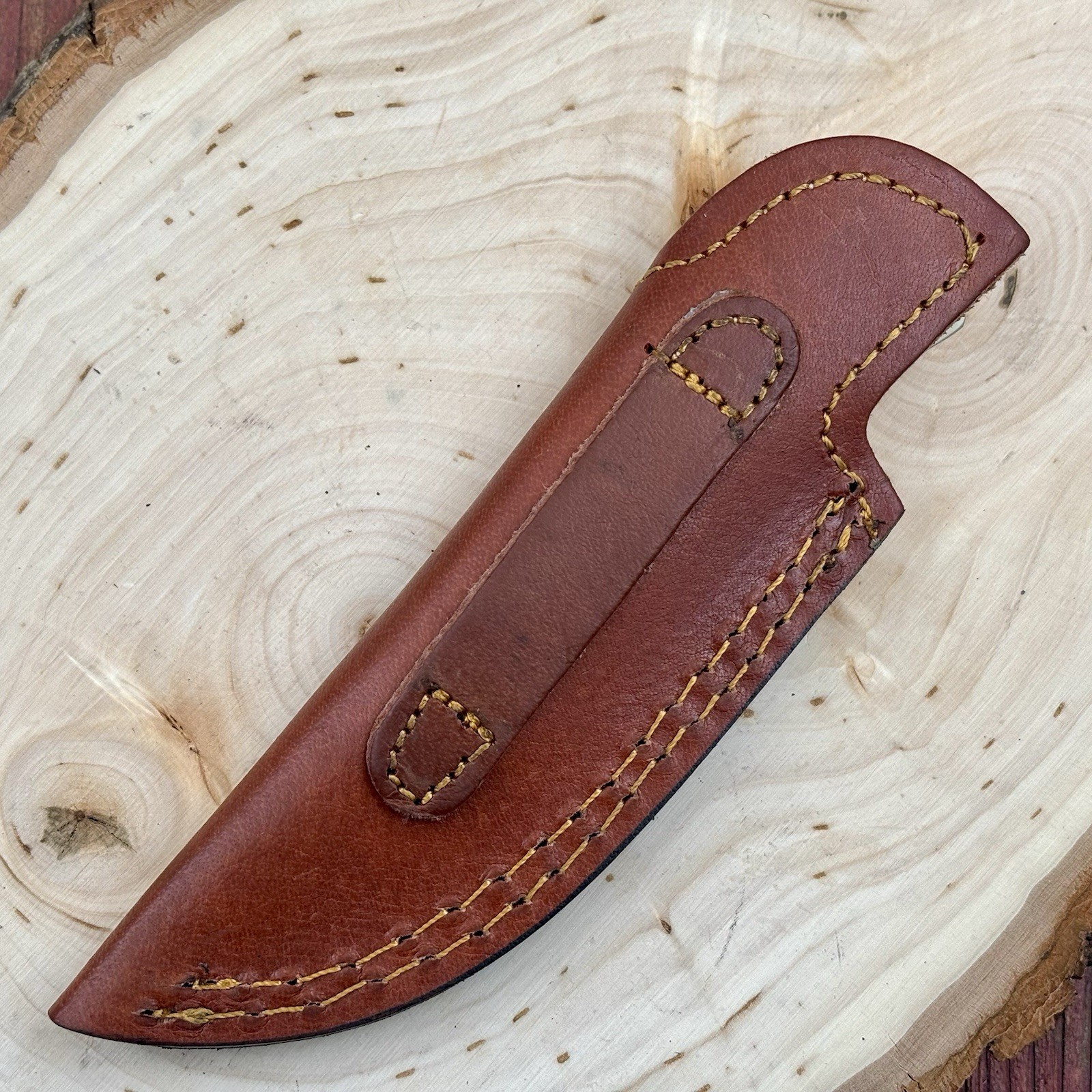 5.5” Fixed Blade Knife Leather Sheath Chode Turquoise Damascus