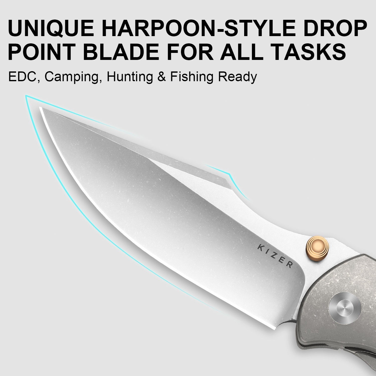 Kizer Harpoon Fold Folding Pocket Knife Elmax Blade Titanium Handle Ki4784A1