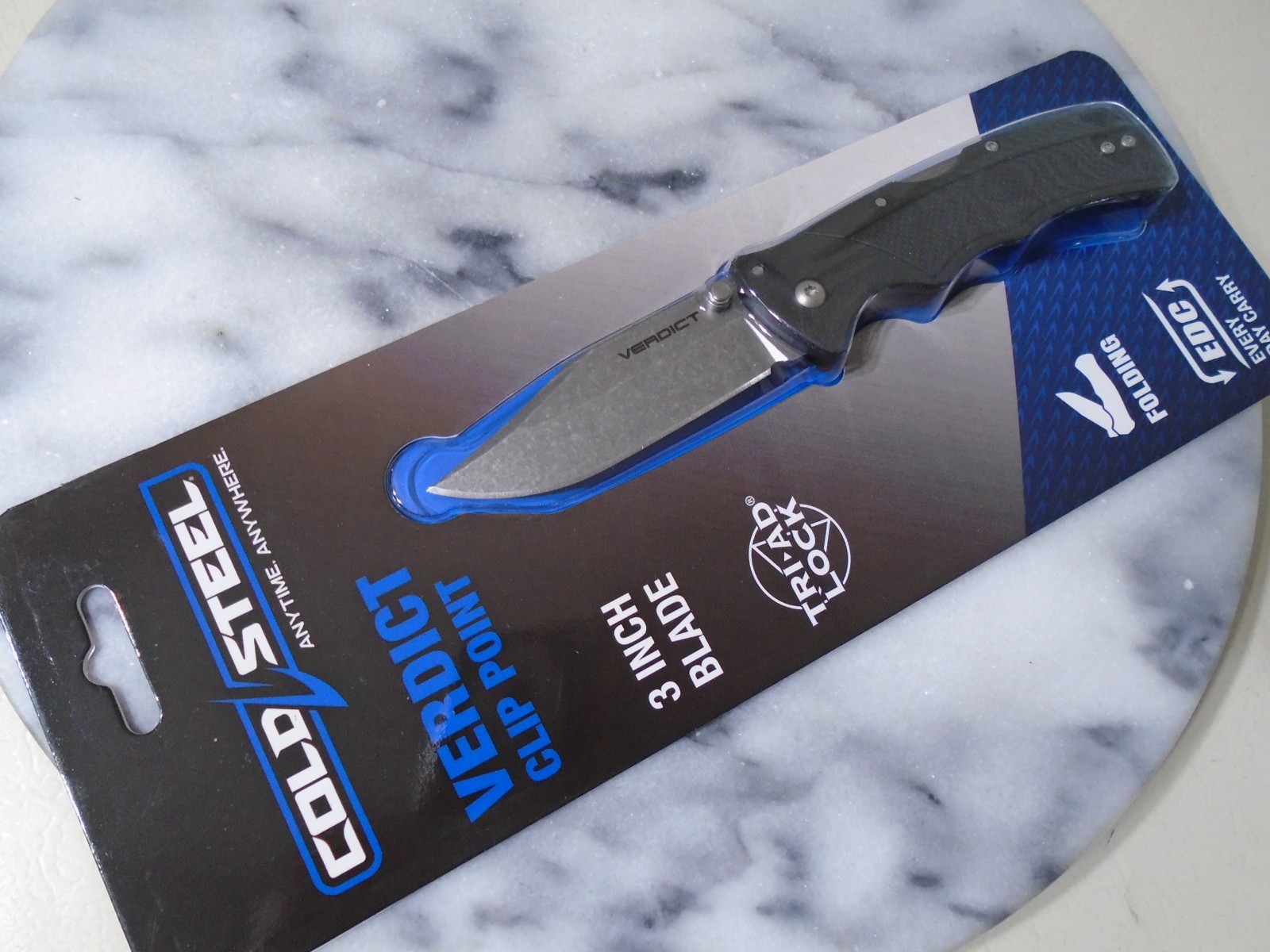 Cold Steel Verdict Clip Point Pocket Knife TRI-AD Lock 4116 Steel Folder C3CPSSZ