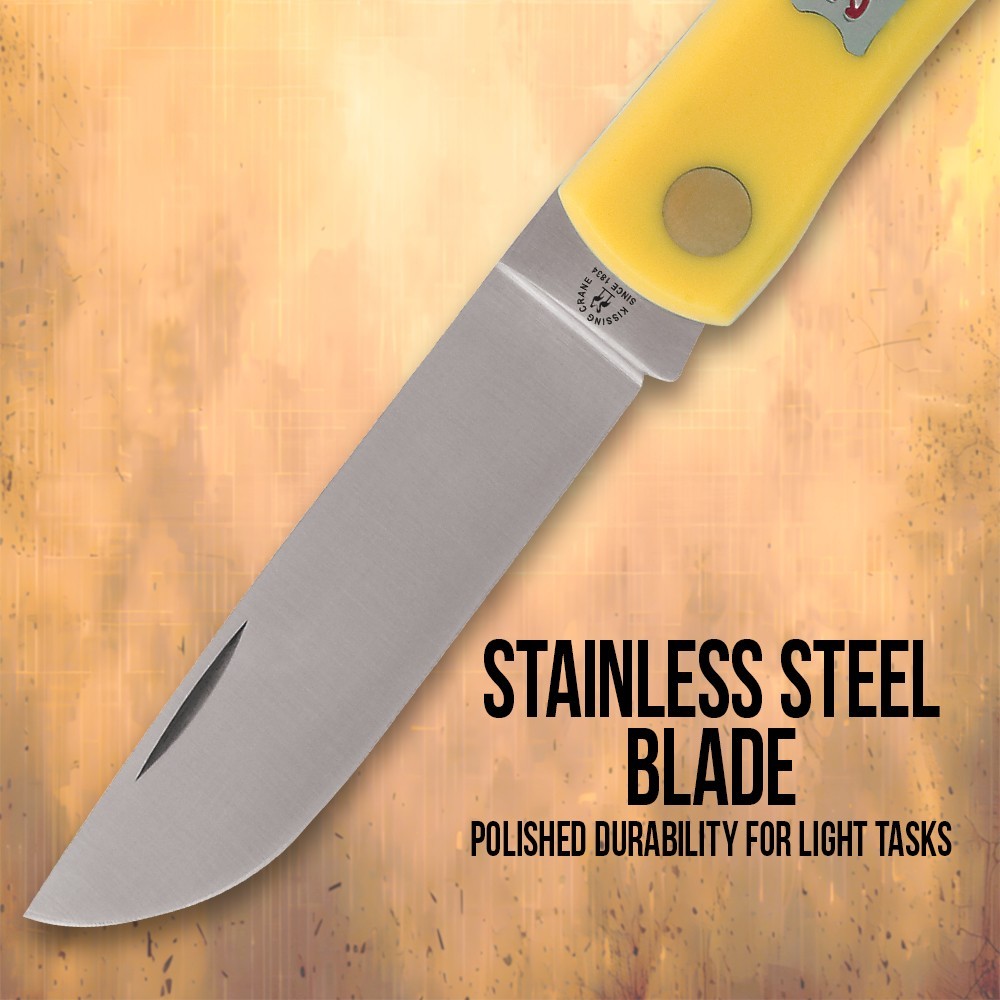 Kissing Crane Yellow Farmer Pocket Knife